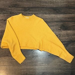 Aritizia Wilfred Free Mustard Yellow Knit Cropped Sweater